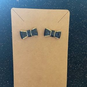 Kate spade black bow earrings with gold tone accents